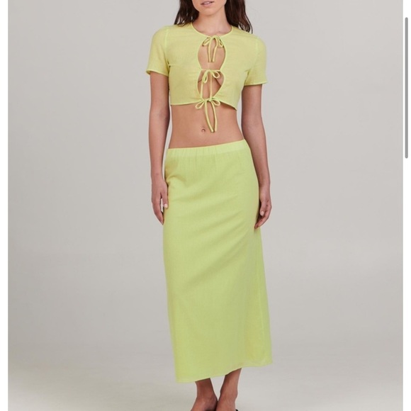 Neon zephyr Tie-Front Crop Top Charlie Sunday Nwt revolve summer boho y2k bow - Picture 5 of 5